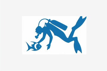 scuba diving center simple logo blue on white