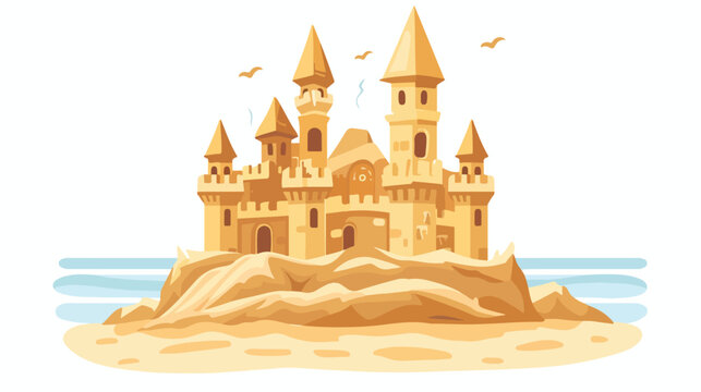 Sand castle vector type icon flat vector isolated on