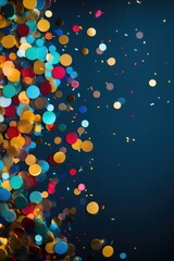 colorful party confetti on blue background