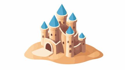 Sea sand castle icon. Isometric of sea sand castle Vector