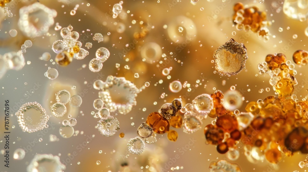 Aufkleber microscopic view of a water sample taken from a coastal region displaying a mix of different algal s