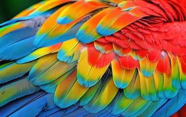 Fototapeta premium Vibrant Macaw Feather Close-Up