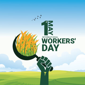 1st May farmer creative concept design, happy labor day, worker, farmer concept, agriculture loan concept image, happy farmer creative concept. Editable vector illustration
