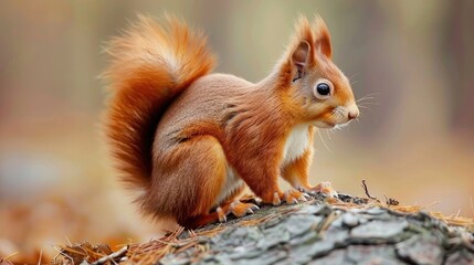 Naklejka na ściany i meble Eurasian red squirrel a common tree squirrel species found across Eurasia