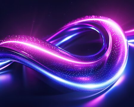 Eternal neon loop, abstract space curve, twilight energy icon, 3D technology