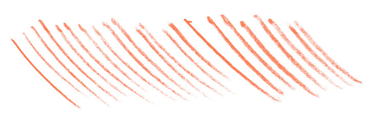 orange pencil strokes isolated on transparent background