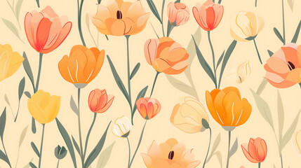 Seamless floral pattern on pastel color background