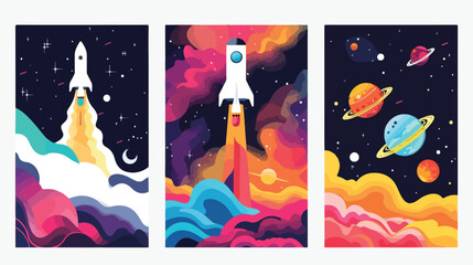 Set of banner templates. universe. space. space trip.