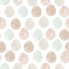 Seamless pattern with easter eggs, hand drawn illustration in watercolor style