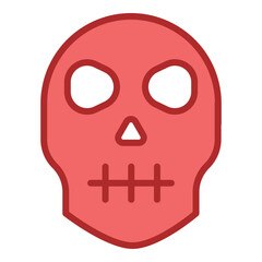 Skull red line filled icon
