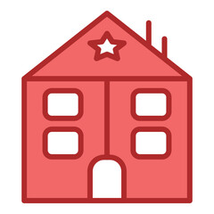 Building red line filled icon