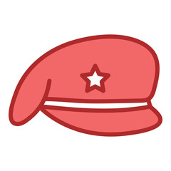 Hat red line filled icon