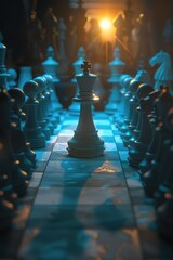 Chess with a morale mechanic Introduce a morale mechanic, where pieces strength and effectiveness are influenced by the overall morale of the players army This could add a psychological element to the - obrazy, fototapety, plakaty