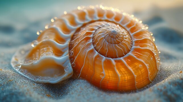 Close up of a sea snail shell
