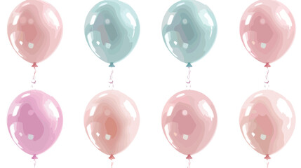 Set of round helium balloons in soft pastel colors. F