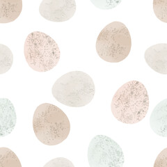 Seamless pattern with easter eggs, hand drawn illustration in watercolor style