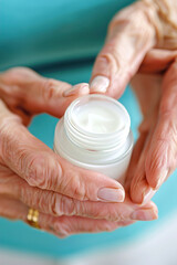 An individual applying soothing cream to alleviate discomfort caused by a red, inflamed skin rash.