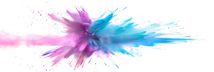 Abstract color burst with streaks of pink and blue on transparent background.