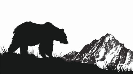 Silhouette Bear Mountain Vector illustration isolated