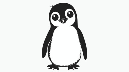 Silhouette of a cute penguin with big eyes.