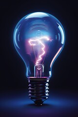 Corporate strategy in action, digital light bulb hologram, midnight blue hue, modern touch