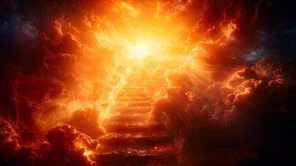 Stairs to the sky - stairway to heaven, entrance to the afterlife concept