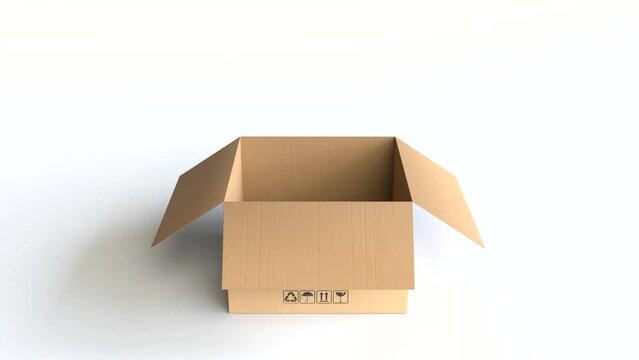 Open cardboard box, Animation of a packaging box opening.
