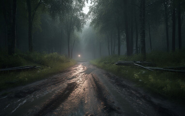 Obraz premium Dark forest road