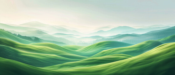 A beautiful abstract landscape wallpaper featuring shades of green, perfect for background use in various design projects. - obrazy, fototapety, plakaty