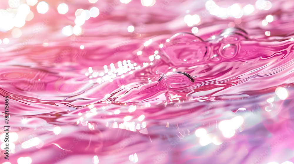 Poster abstract summer banner background transparent pink clear water surface texture with ripples splashes
