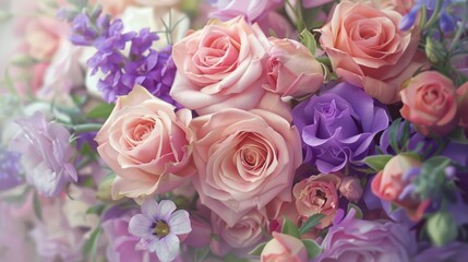 Soft focus of pastel roses, perfect for romantic and floral themes.