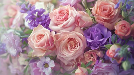 Obraz premium Soft focus of pastel roses, perfect for romantic and floral themes.