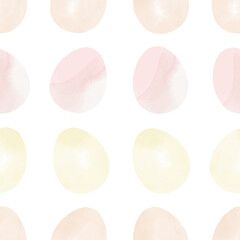Seamless pattern with easter eggs, hand drawn illustration in watercolor style