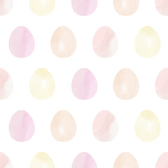 Seamless pattern with easter eggs, hand drawn illustration in watercolor style