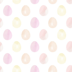 Seamless pattern with easter eggs, hand drawn illustration in watercolor style
