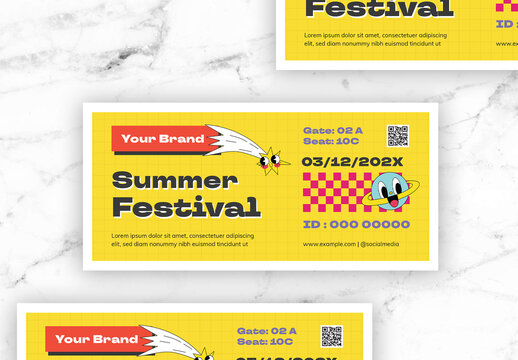 Black and Yellow Event Ticket