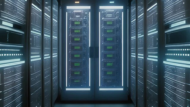 Super computer and quantum server rack in Data center control room