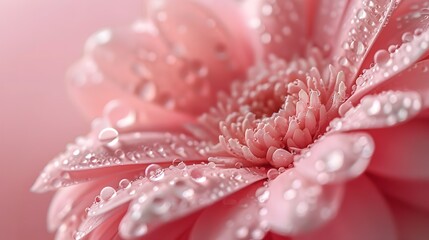 Delicate Chrysanthemum Blossoms Adorned with Glistening Water Droplets Against a Softly Blurred Background