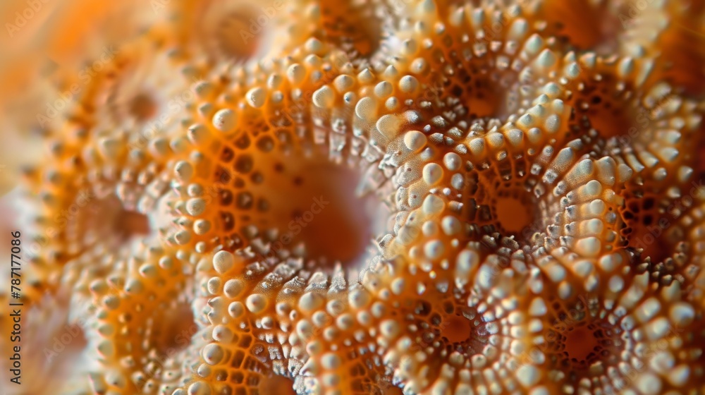 Aufkleber a closeup view of a single fungal spore its smooth surface covered in tiny bumps and ridges. the spo