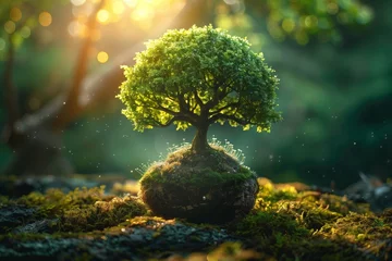 Fotobehang Magical bonsai tree on a mystical forest © gearstd