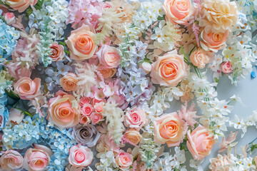 Obraz na płótnie Canvas Pastel floral wedidng romance valentine design empty space layout template design background 