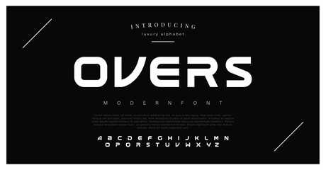 Overs Sport Modern Future Alphabet Font. Typography urban style fonts for technology, digital, movie logo design regular, italic and number. vector illustration