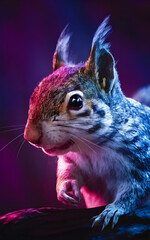 Obraz premium A Squirrel with a neon background
