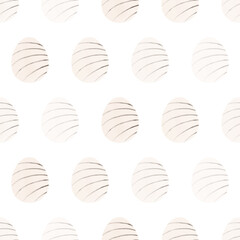 Seamless pattern with easter eggs, hand drawn illustration in watercolor style