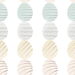 Seamless pattern with easter eggs, hand drawn illustration in watercolor style