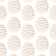 Seamless pattern with easter eggs, hand drawn illustration in watercolor style