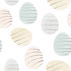 Seamless pattern with easter eggs, hand drawn illustration in watercolor style