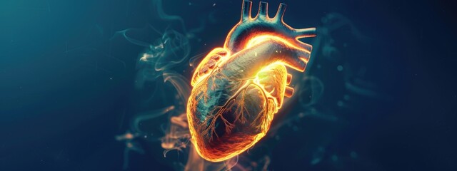 human heart 3d on dark background as real. - obrazy, fototapety, plakaty