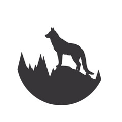 Obraz premium Wolf in mountains logo