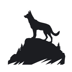 Wolf in mountains logo